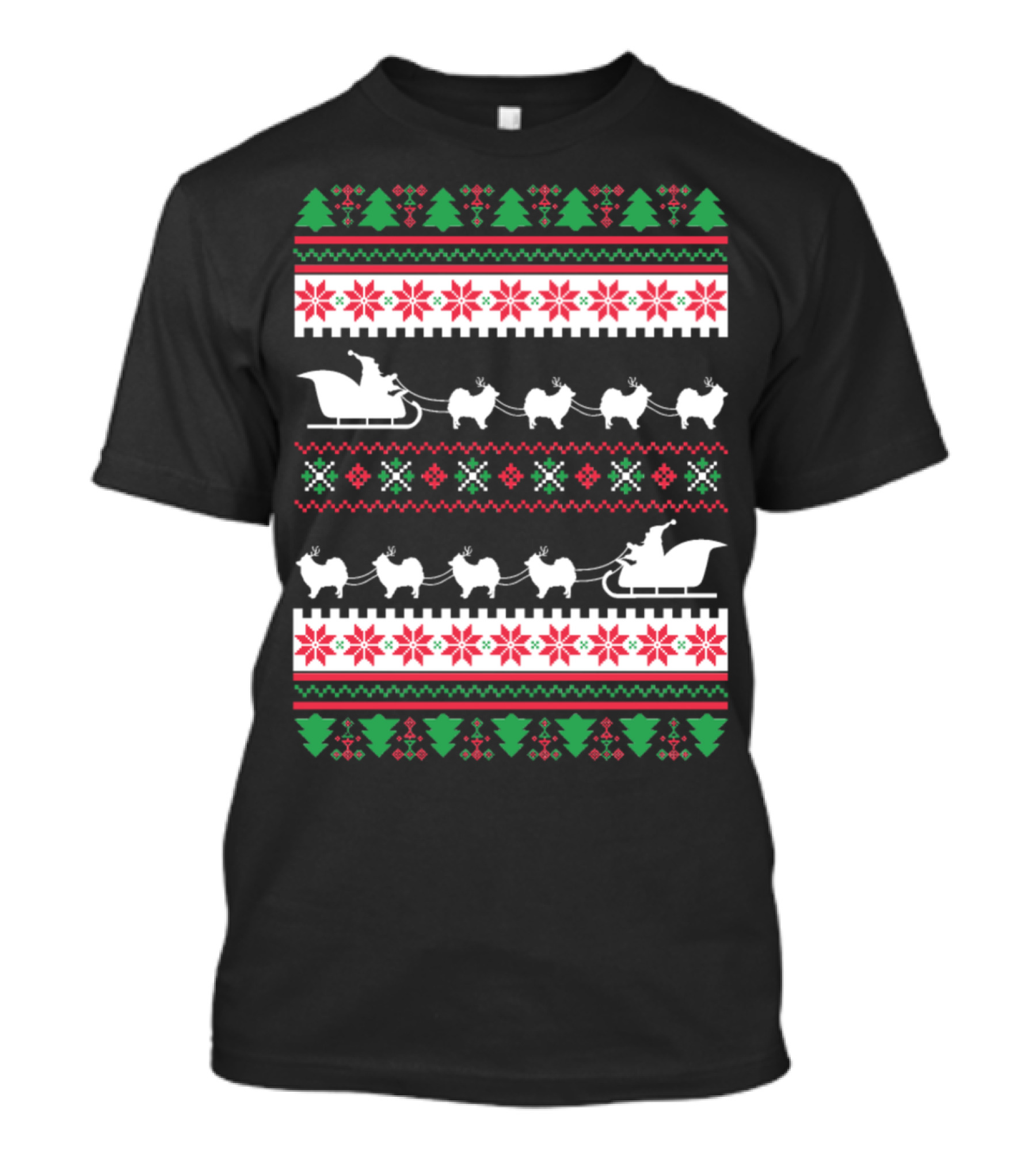Pomeranian Santa’s Reindeer Ugly Christmas T-Shirt