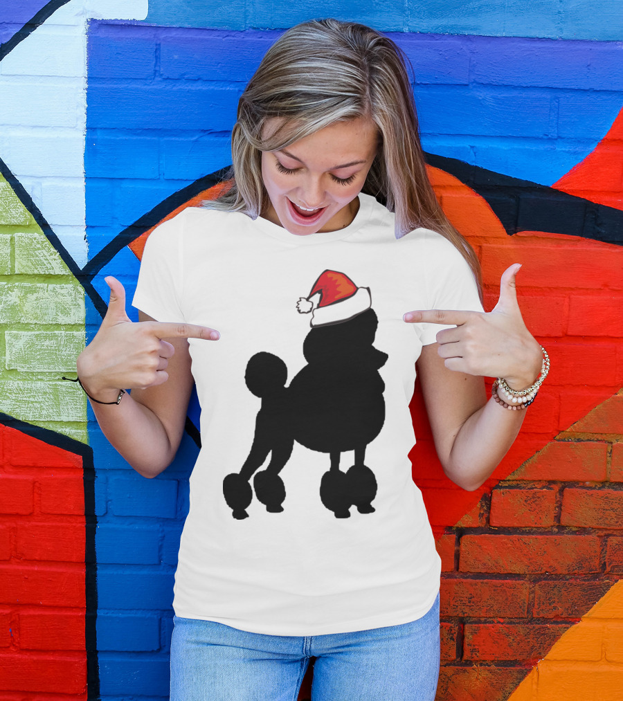 Poodle With Santa Hat Holiday Festive T-Shirt