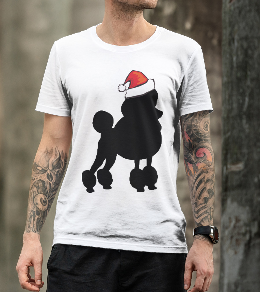 Poodle With Santa Hat Holiday Festive T-Shirt