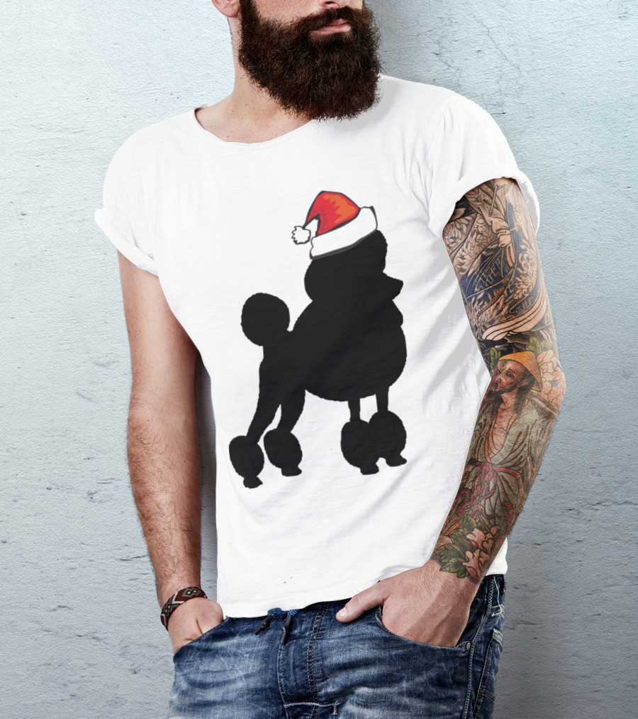 Poodle With Santa Hat Holiday Festive T-Shirt