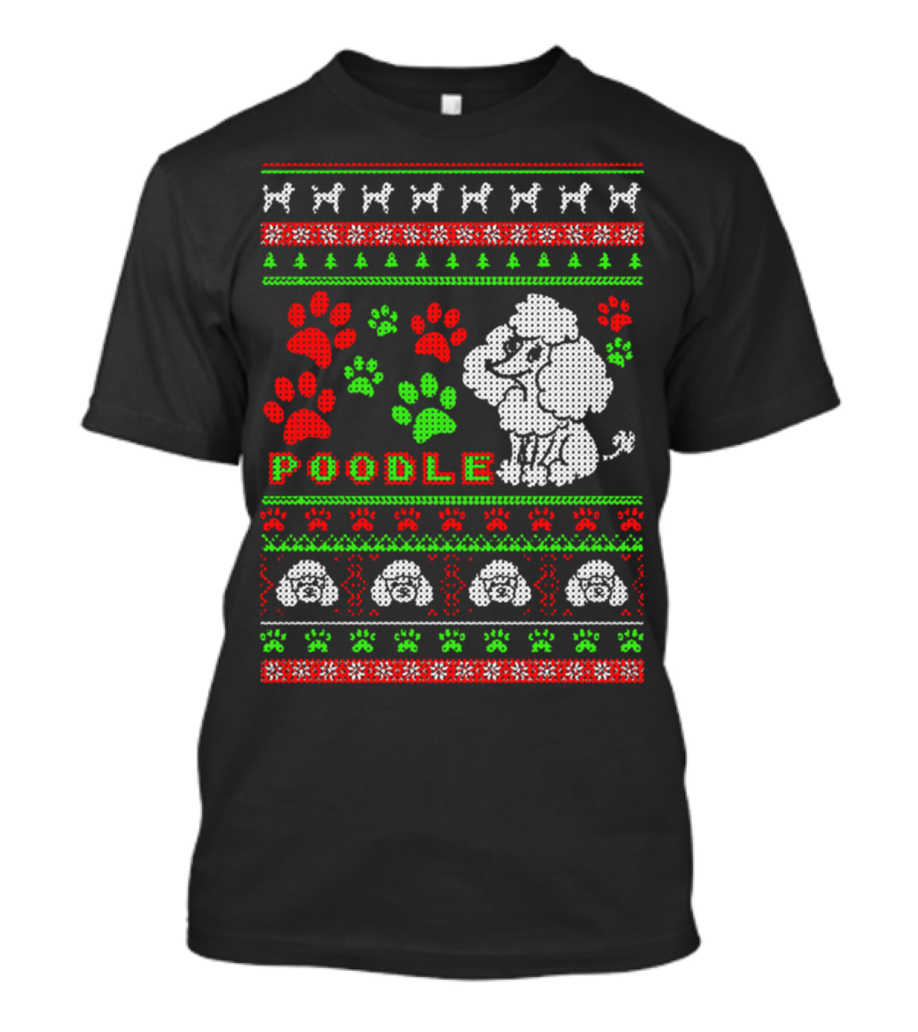 Poodle Festive Ugly Christmas Sweater T-Shirt