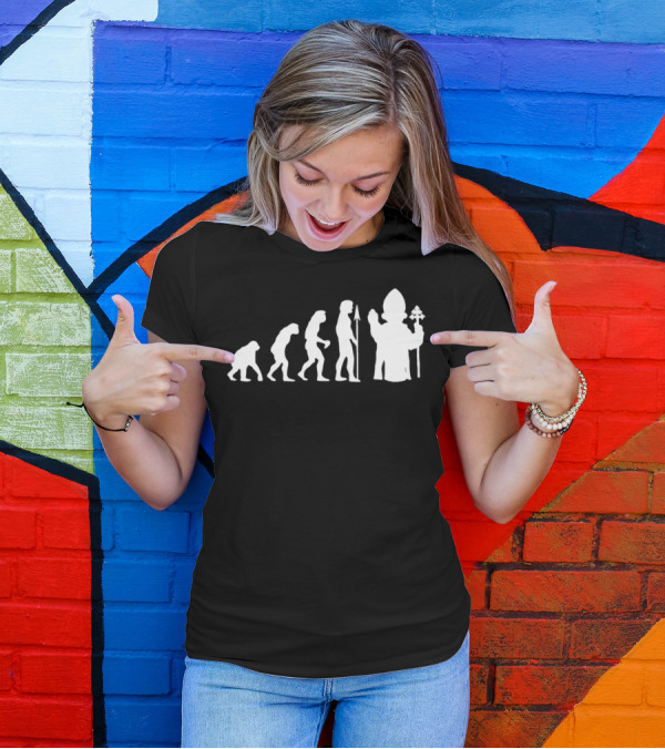 Pope Evolution Atheist Humor With Iconic Human Transition T-Shirt