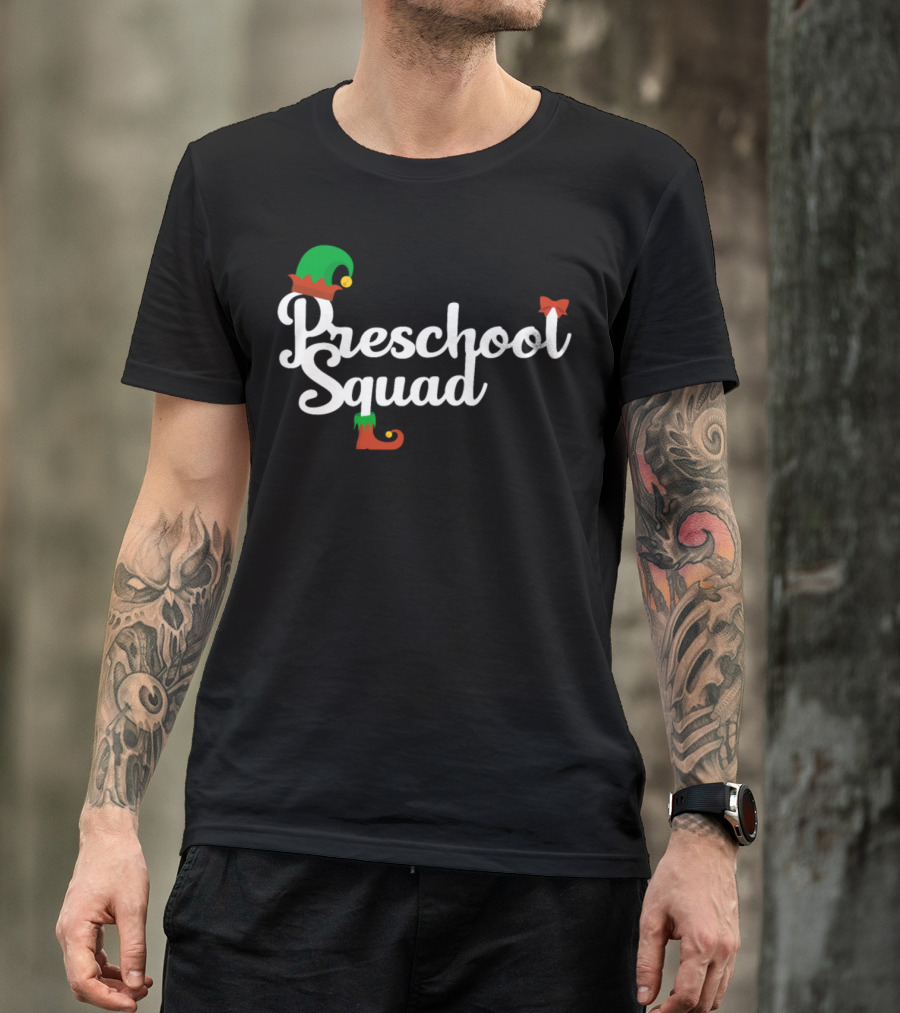 Preschool Squad Elf Hat And Shoe T-Shirt