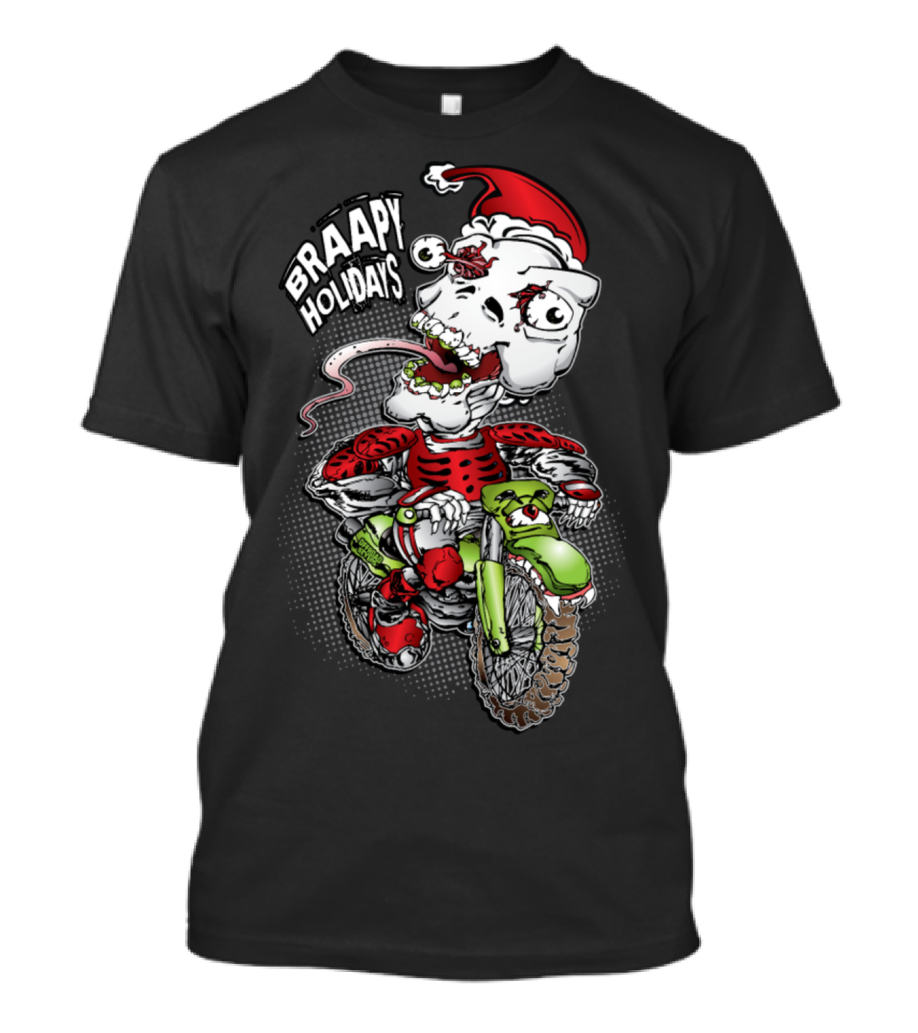 Braaap Holidays Psycho Skull Santa Motox T-Shirt