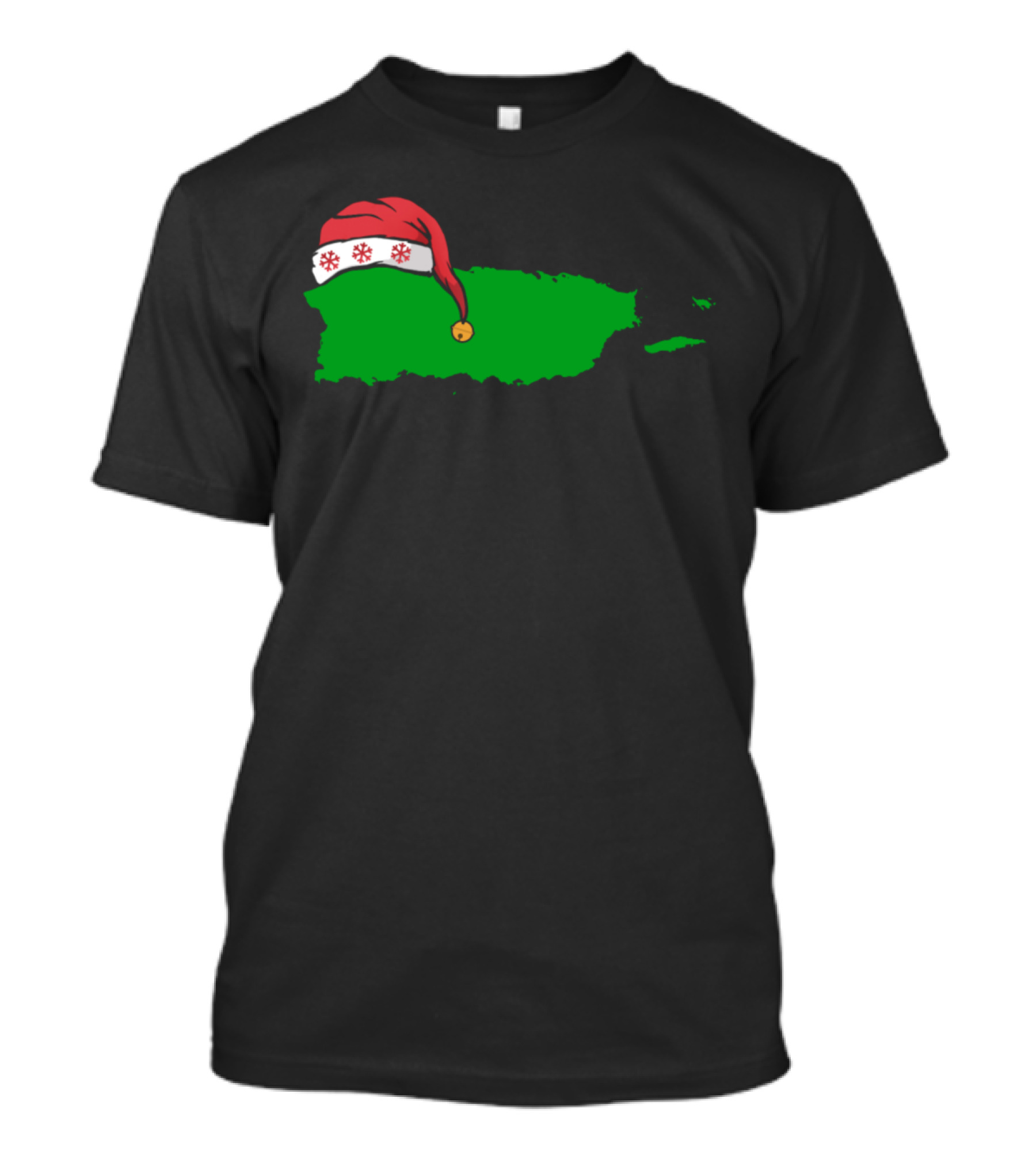 Puerto Rico Christmas Santa Hat Map T-Shirt