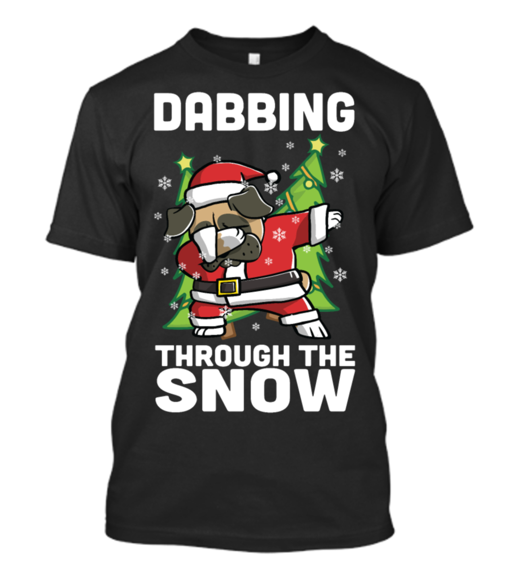 Dabbing Through The Snow Pug Santa Christmas T-Shirt