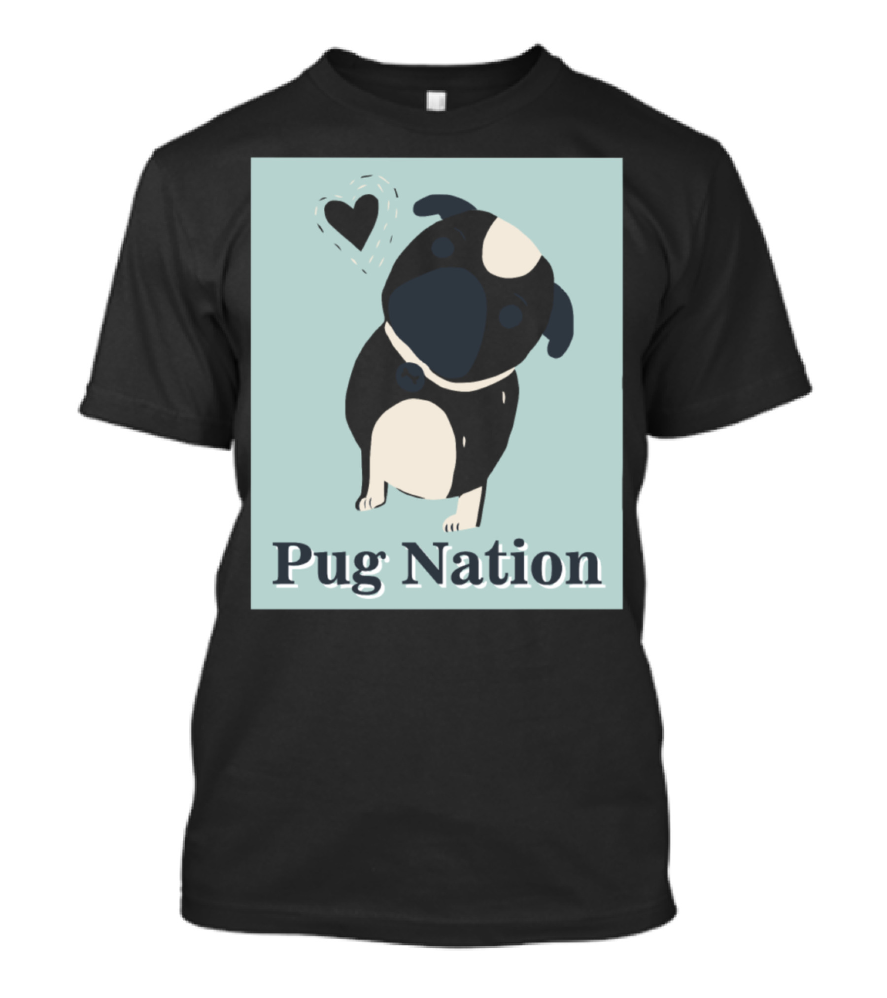 Playful Pug Nation Heart Charm T-Shirt