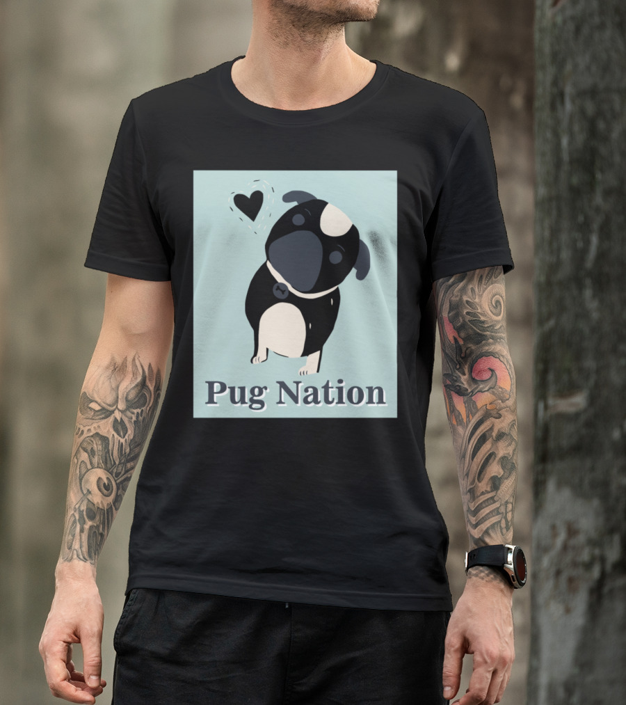 Playful Pug Nation Heart Charm T-Shirt