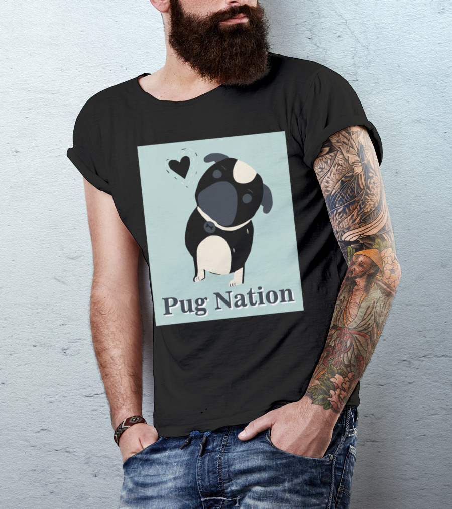 Playful Pug Nation Heart Charm T-Shirt