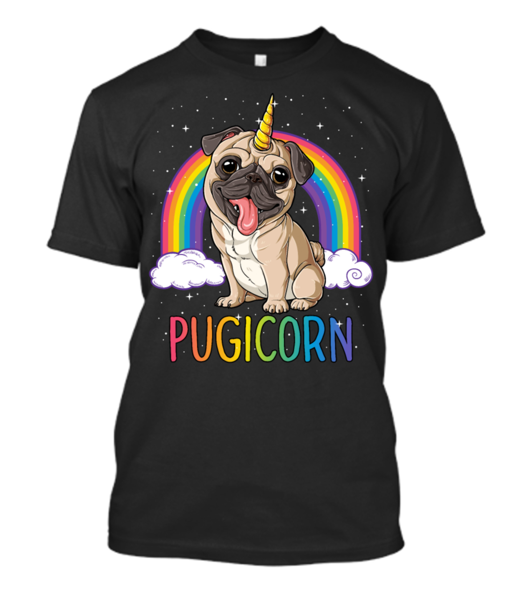 Pugicorn Rainbow Unicorn Pug Kids Women Space Galactic Pug T-Shirt