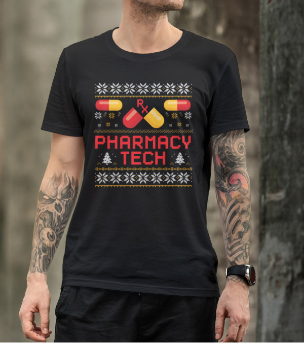 Pharmacy Tech RX Capsule Christmas T-Shirt
