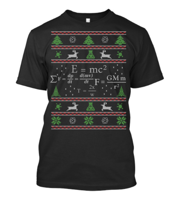 Physics Christmas Equations With Festive Decorations T-Shirt