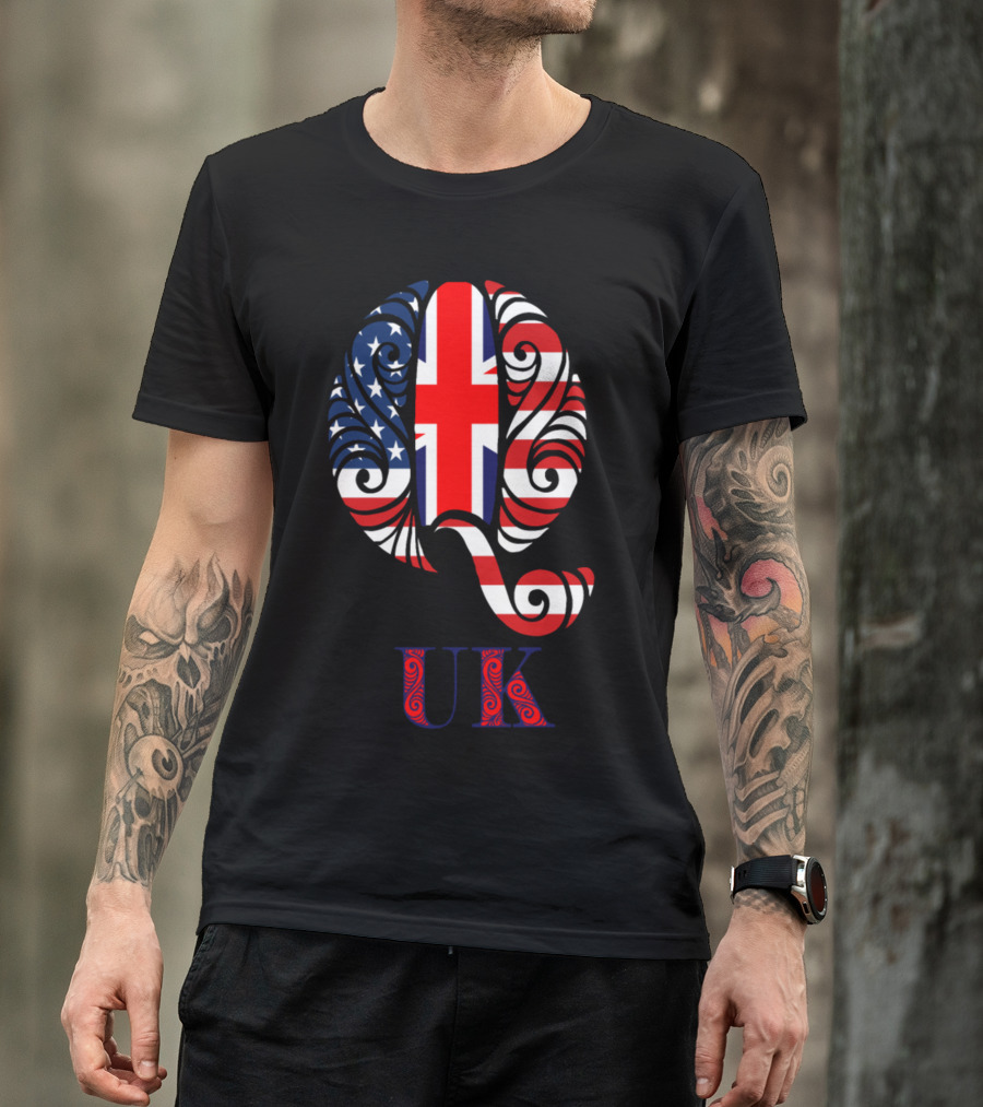 Q UK British And American Flag Integration T-Shirt