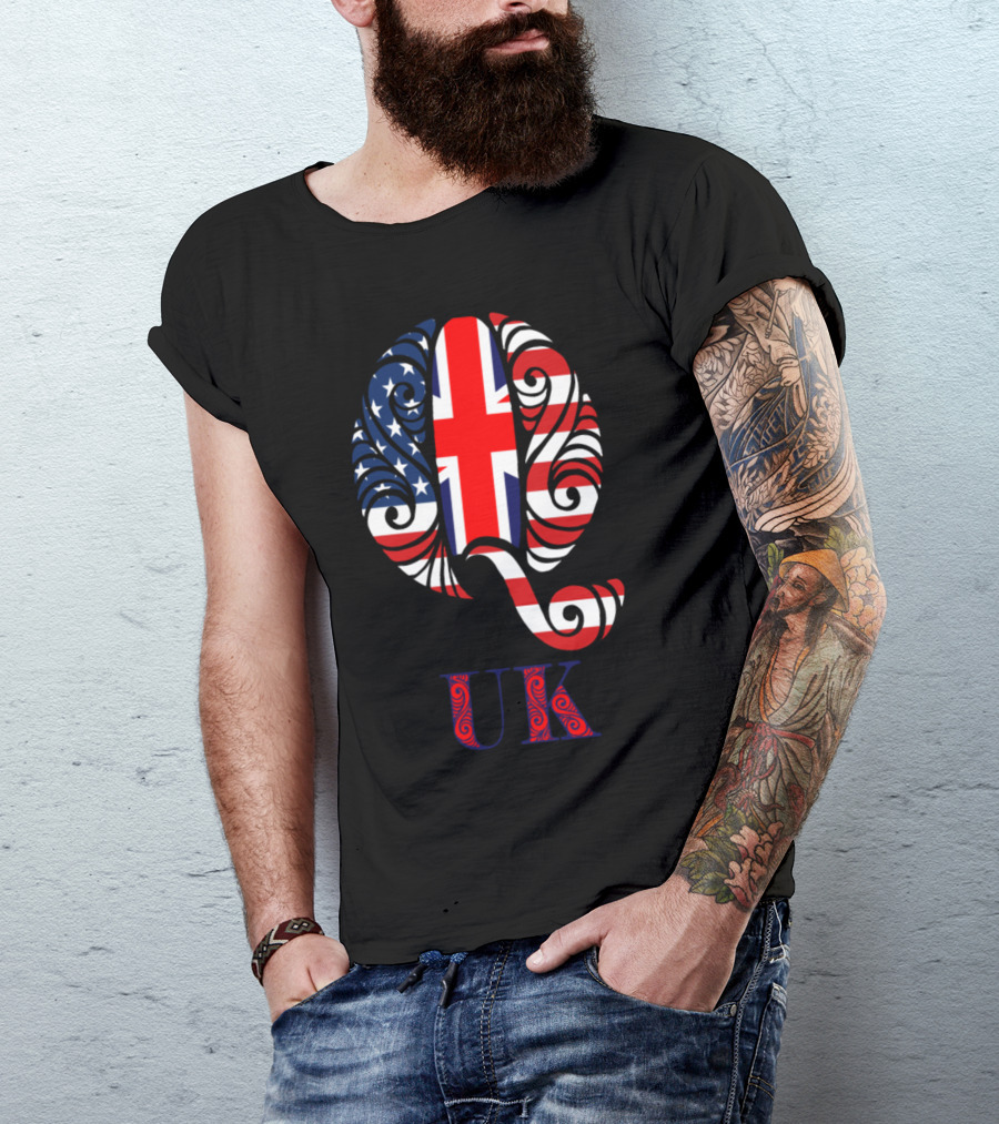 Q UK British And American Flag Integration T-Shirt