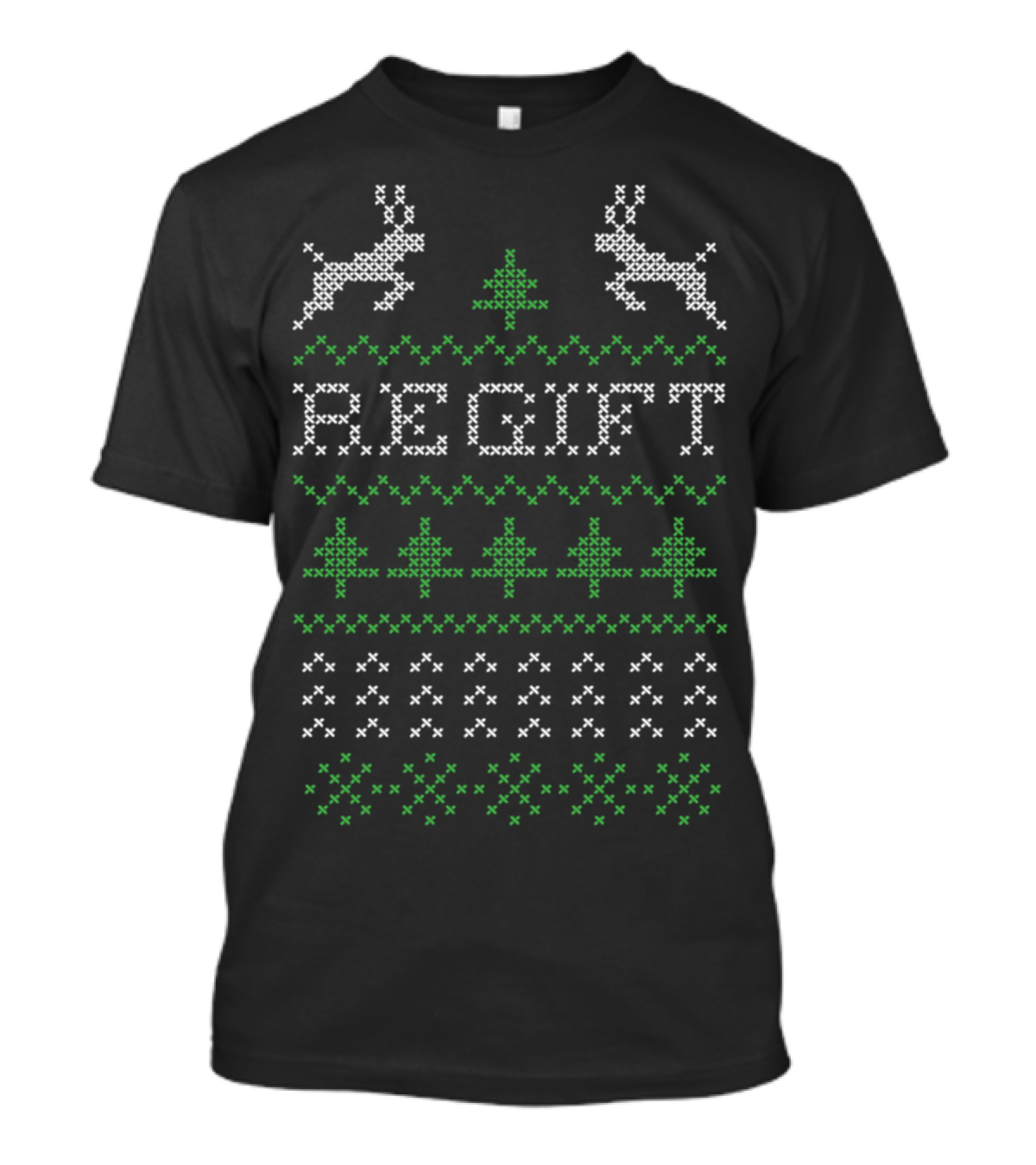Regift Christmas Present Reindeer Cross Stitch T-Shirt