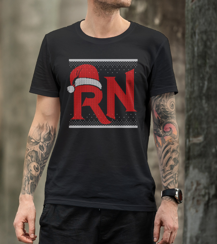 RN Santa Hat Christmas Nurses T-Shirt