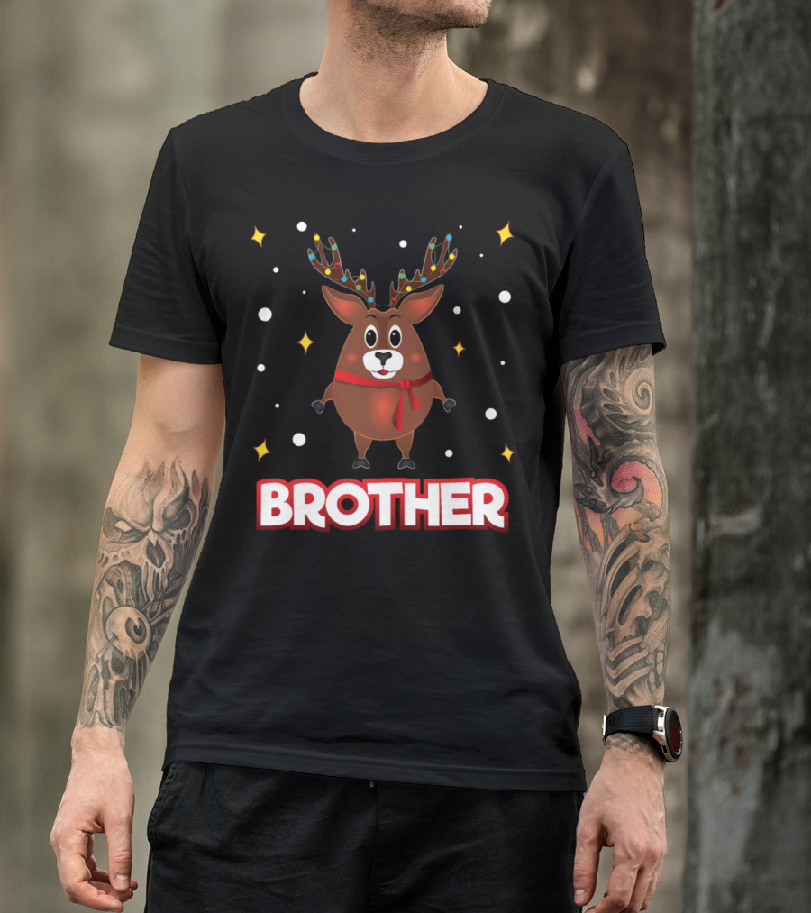 Brother Reindeer Festive Lights T-Shirt