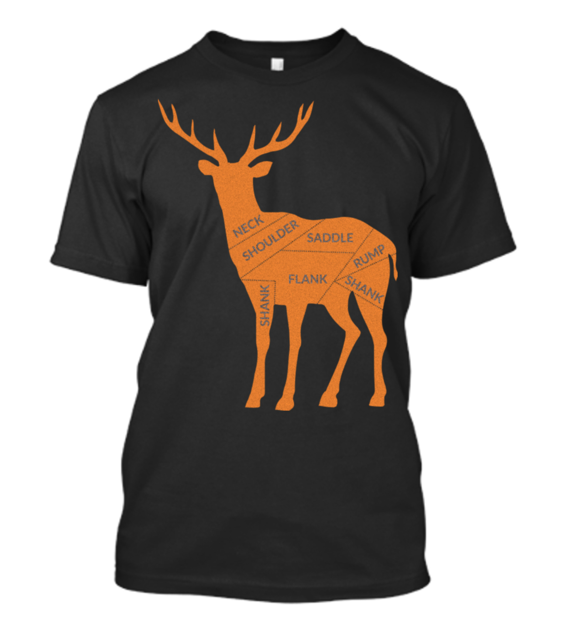 Reindeer Meat Cuts Diagram Neck Shoulder Saddle Rump Flank Shank T-Shirt