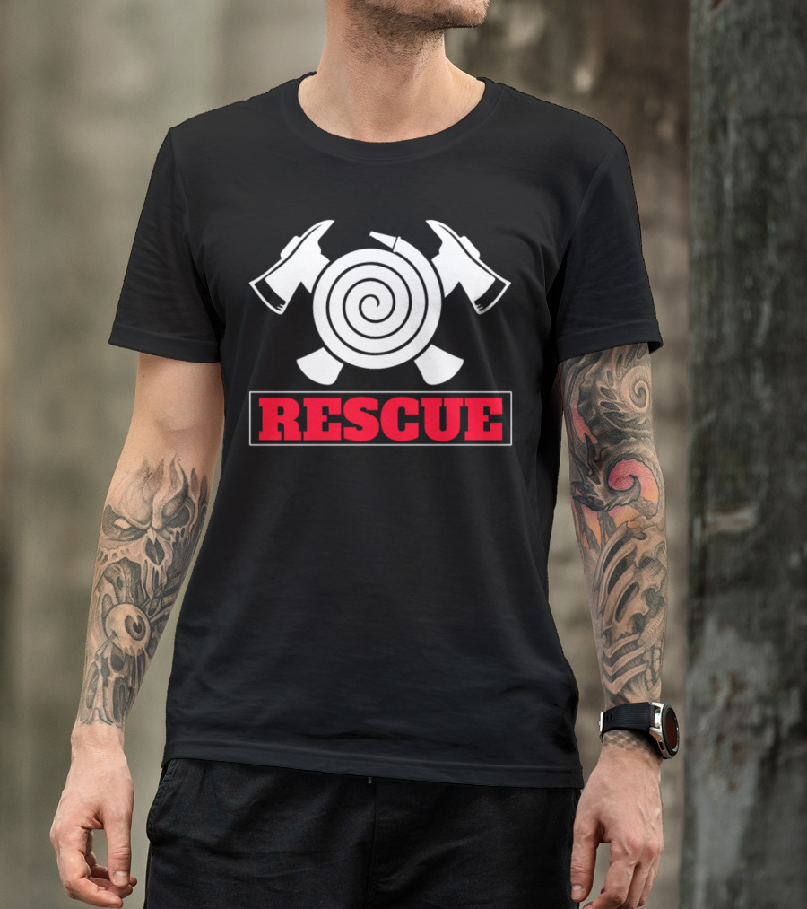 Rescue Hero Christmas Birthday Kids Firefighter Axe Spiral T-Shirt