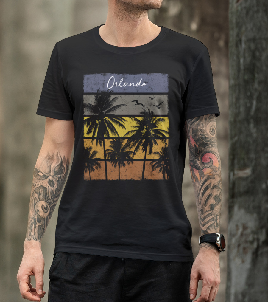 Orlando Retro Sunset Beach Palms Vacation T-Shirt