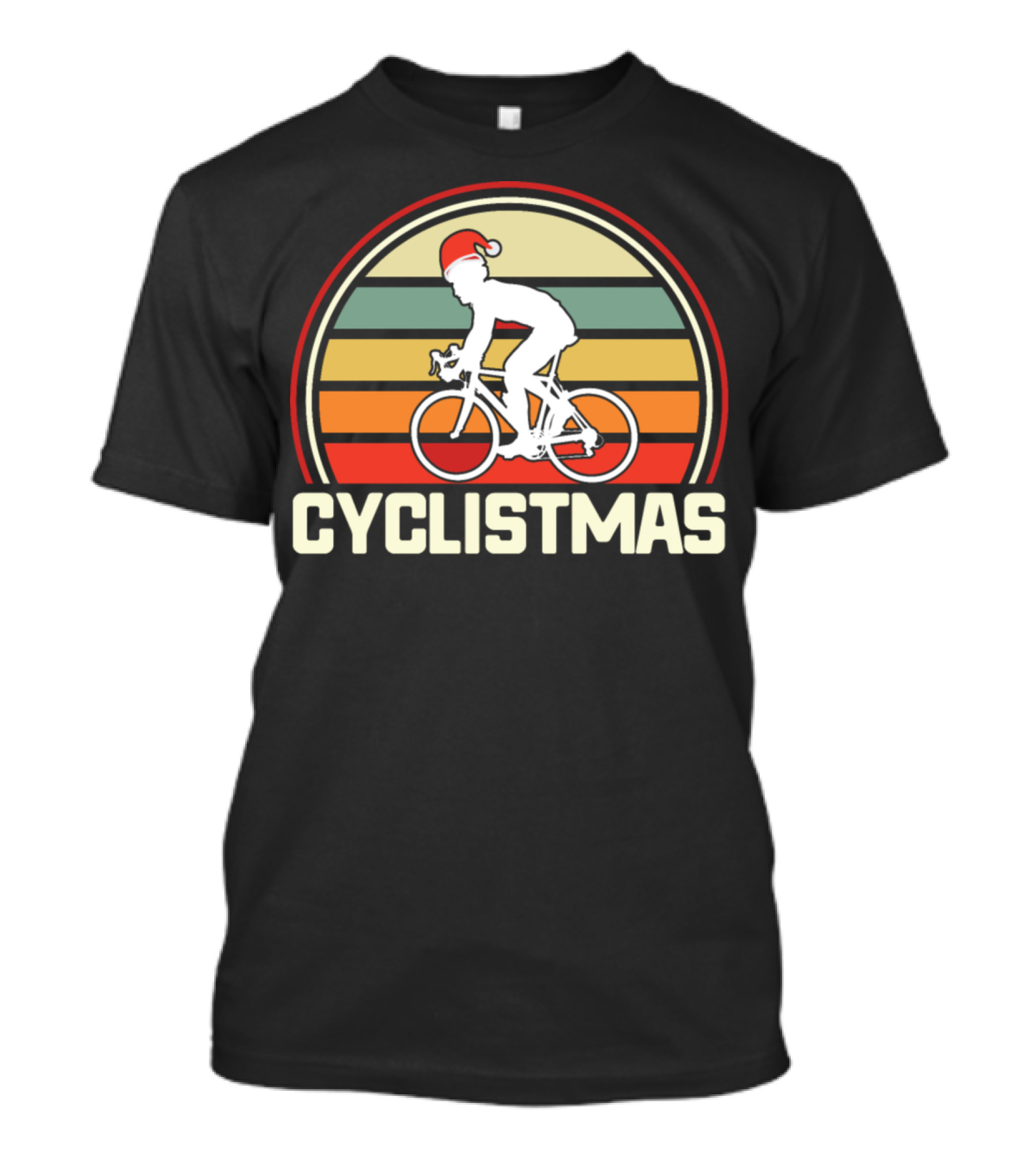Retro Vintage Christmas Cyclist Bicycle Cyclistmas T-Shirt
