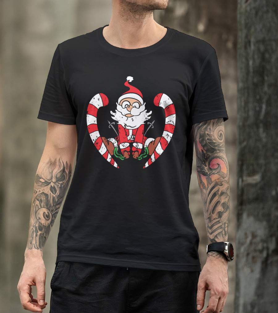 Retro Vintage Grunge Santa Claus With Candy Canes And Swords T-Shirt