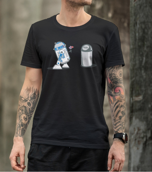 R2-D2 Flower Crush On Trash Can T-Shirt