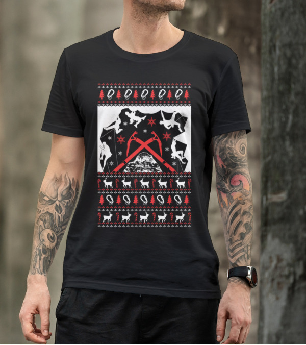 Rock Climbing Christmas Ugly T-Shirt