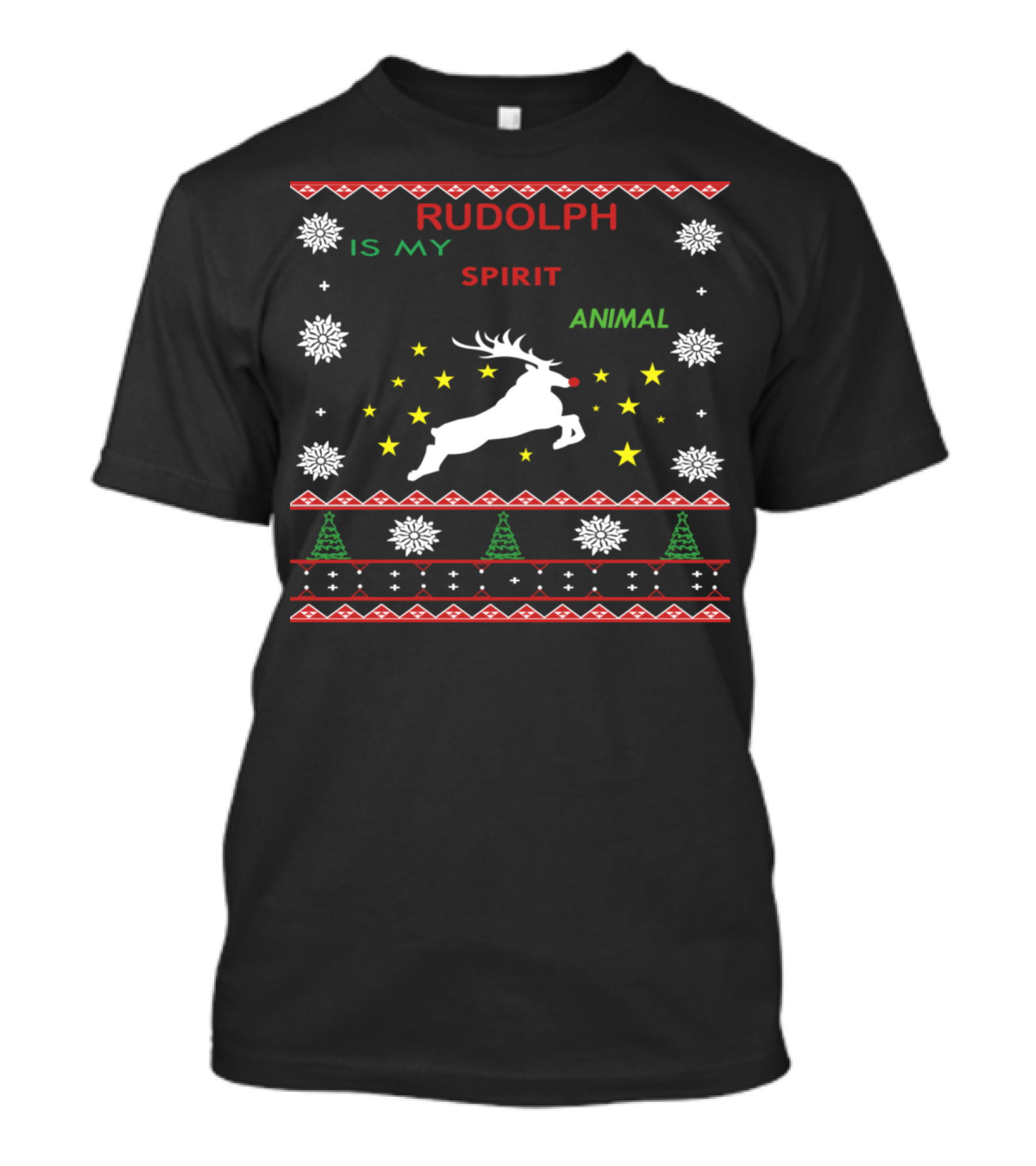 Rudolph Is My Spirit Animal Reindeer Christmas T-Shirt