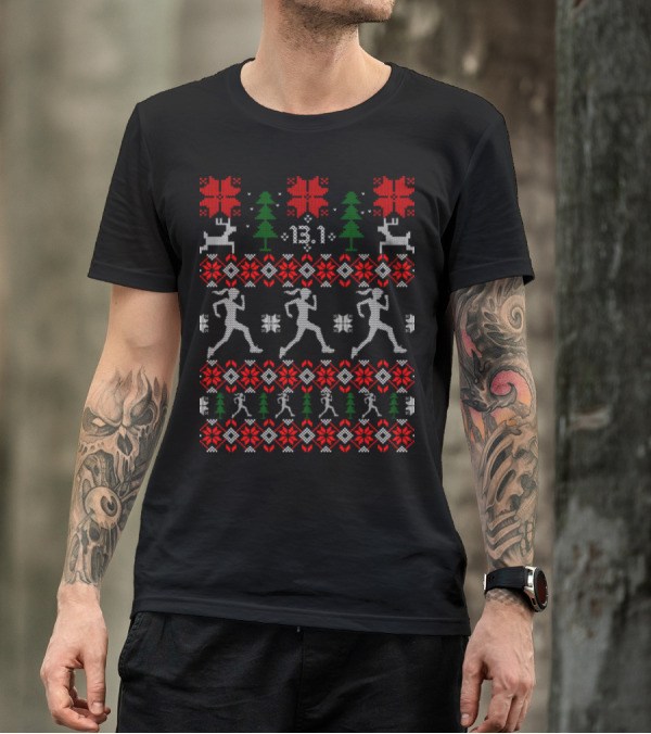 Runner Halfmarathon 13.1 Newyear Nordic Reindeer T-Shirt