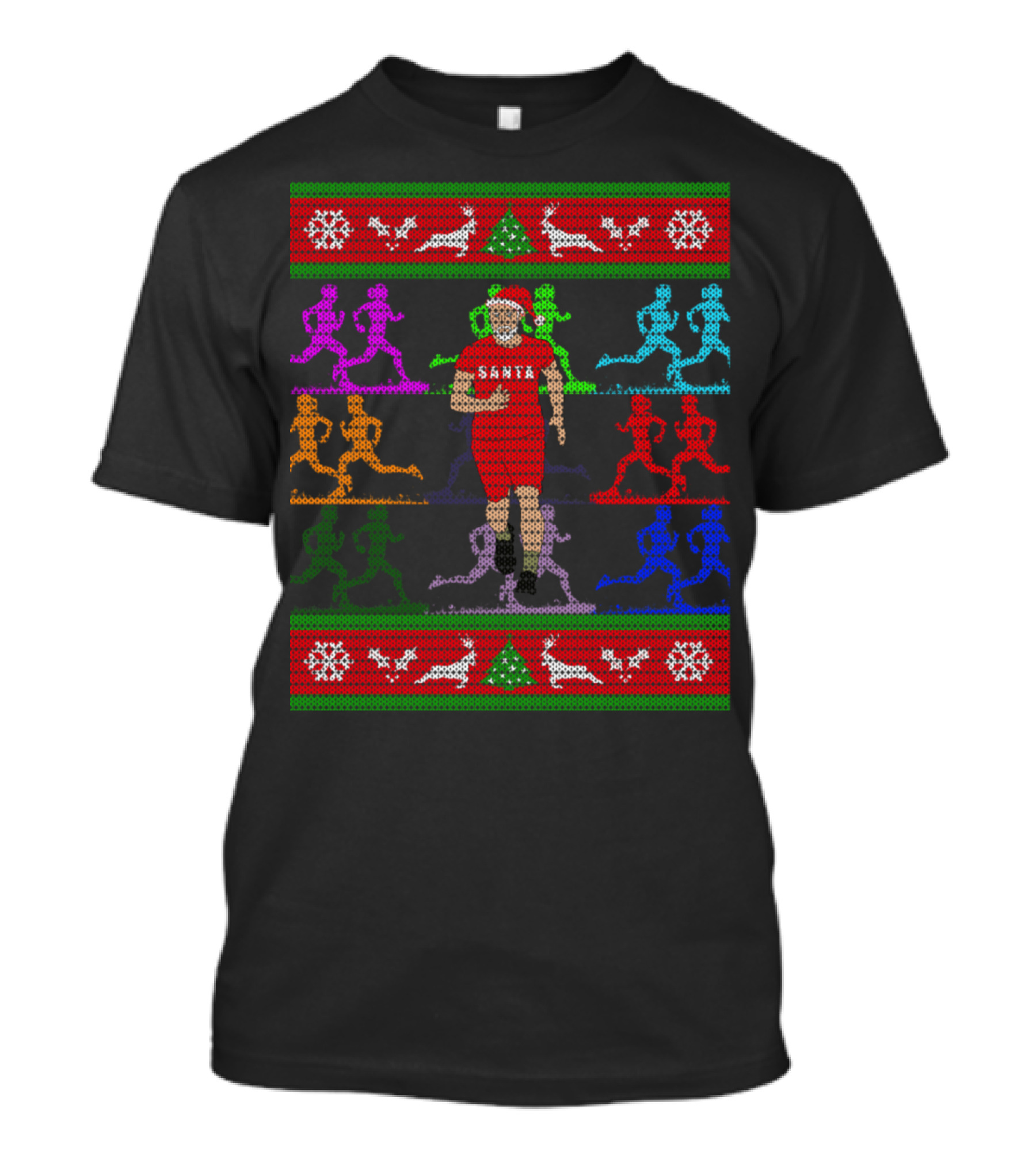 Runner Santa Ugly Christmas Running Present T-Shirt