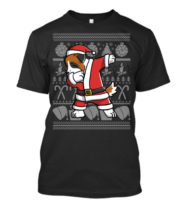 Santa Saint Bernard Dabbing Christmas Ugly T-Shirt