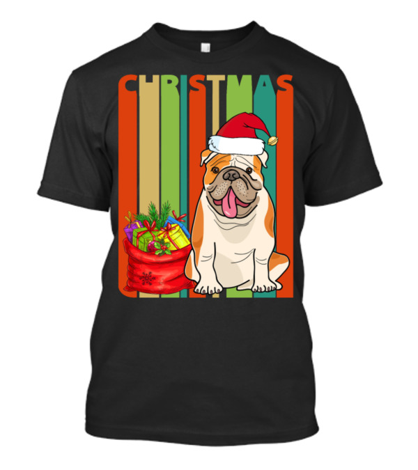 Christmas Santa Bulldog With Gifts T-Shirt