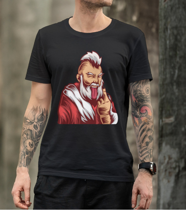 Santa Claus Christmas Heavy Metal Punker Rebel Rocker T-Shirt