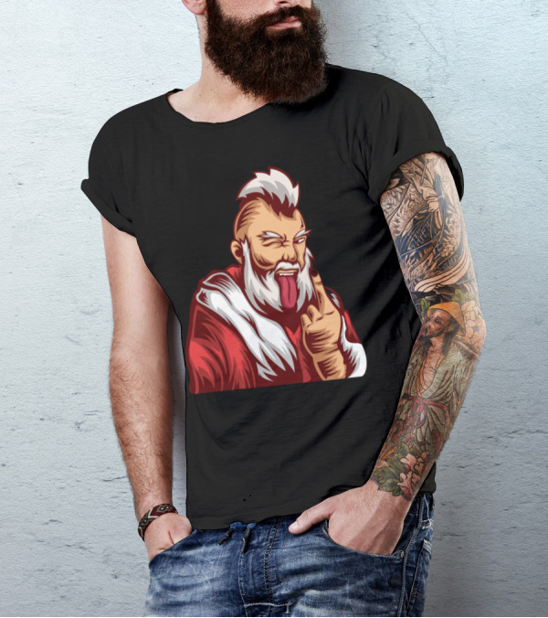 Santa Claus Christmas Heavy Metal Punker Rebel Rocker T-Shirt