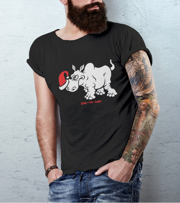 Zoo-Co Santa Hat Rhino T-Shirt