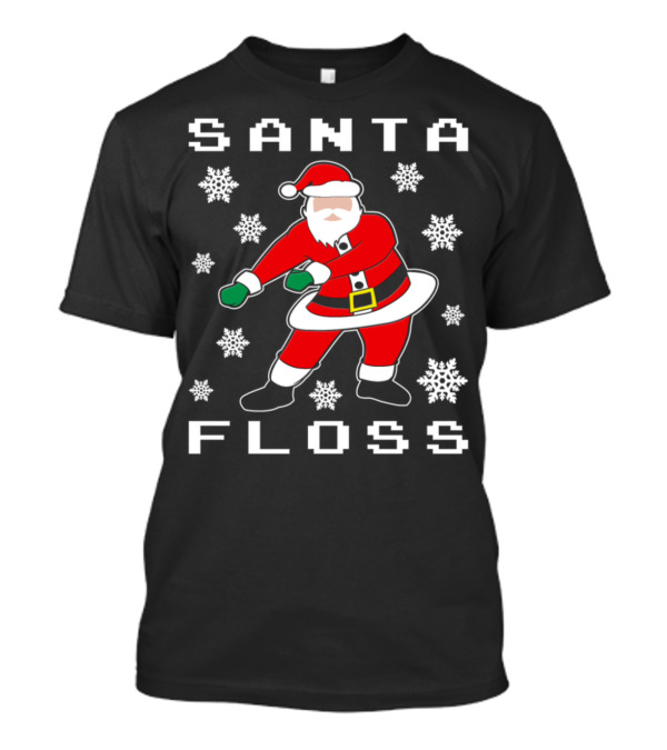 SANTA FLOSS Dancing Santa With Snowflakes T-Shirt