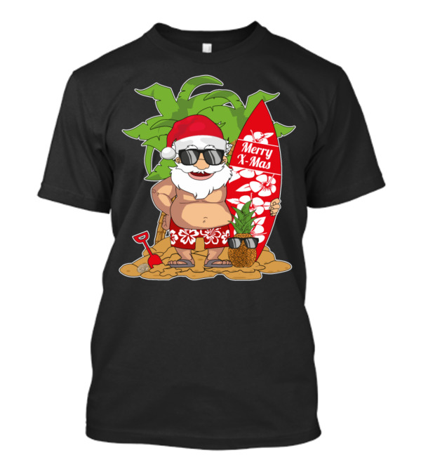 Santa Merry X-Mas Hawaiian Surfing Christmas In July T-Shirt