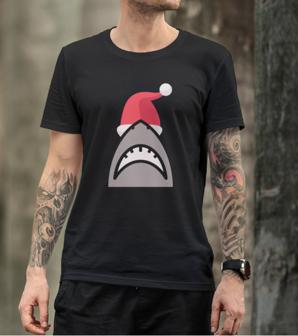 Santa Jaws Shark Wearing Christmas Hat T-Shirt