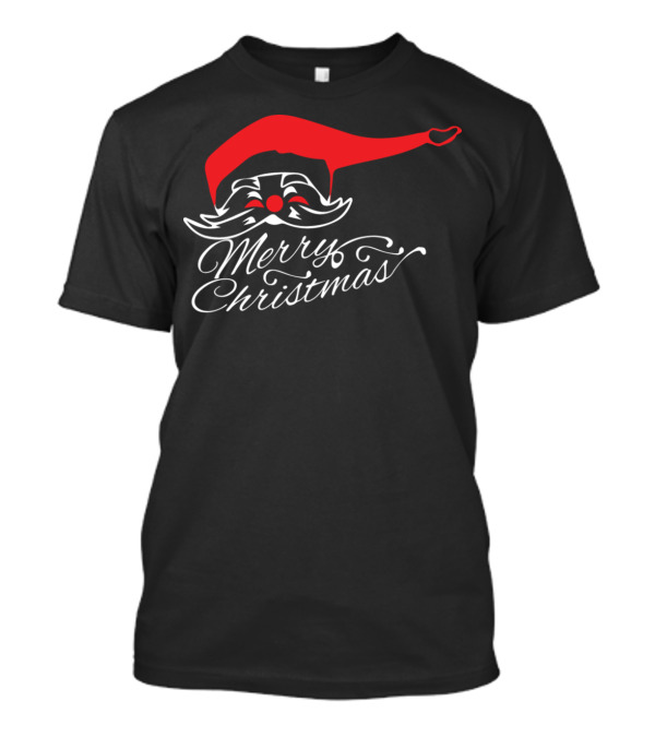 Merry Christmas Santa Hat And Mustache T-Shirt