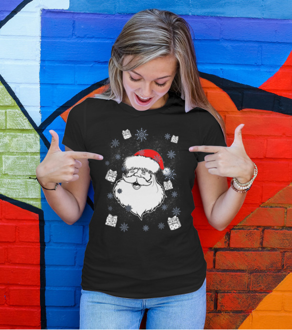 Santa Santa Snowflakes And Presents Holiday Cheer T-Shirt