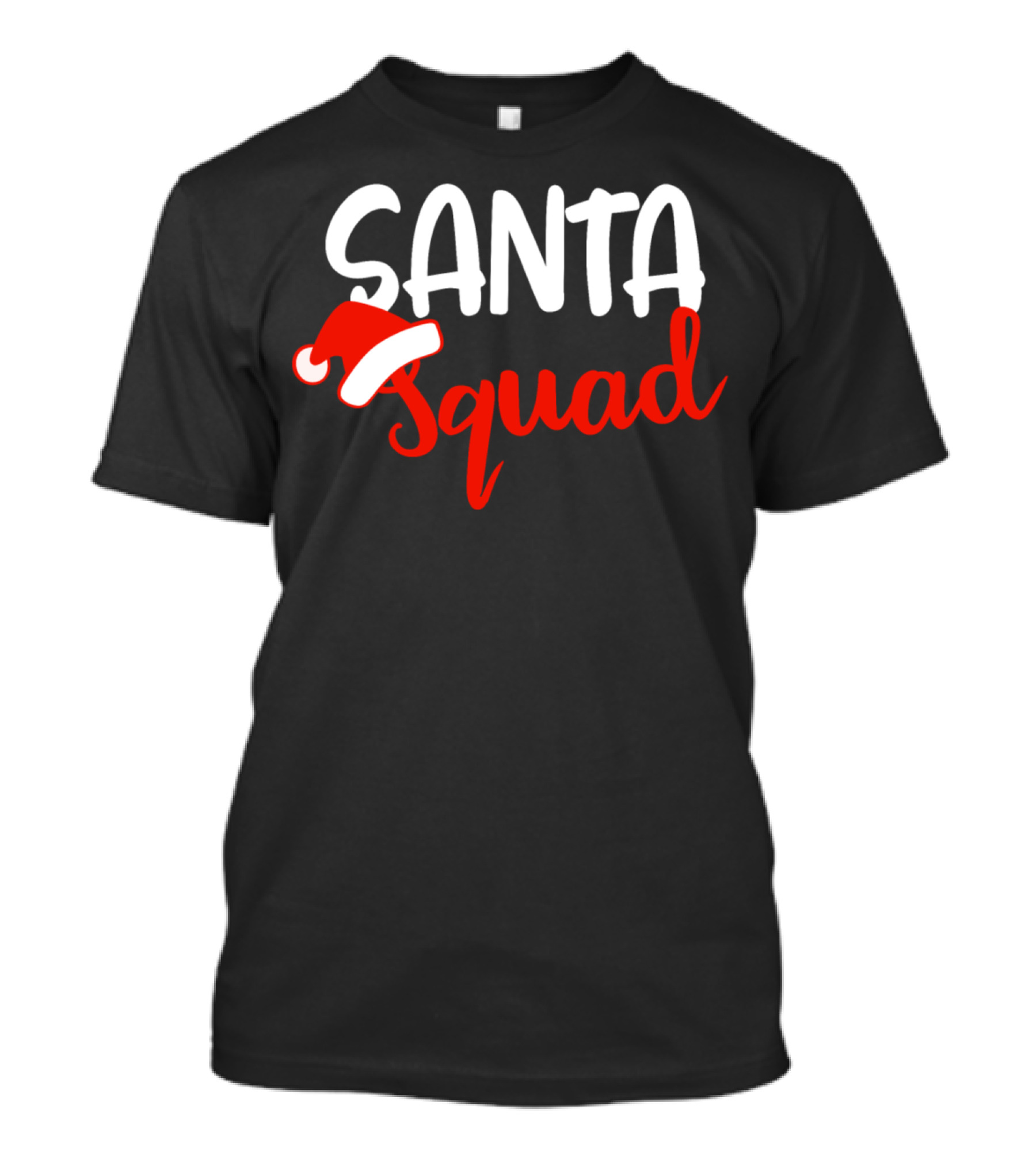 Santa Squad Christmas Hat Font Holiday T-Shirt