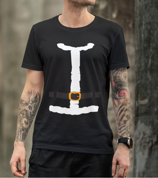 Santa Suit Costume Belt Buckle White Trim T-Shirt