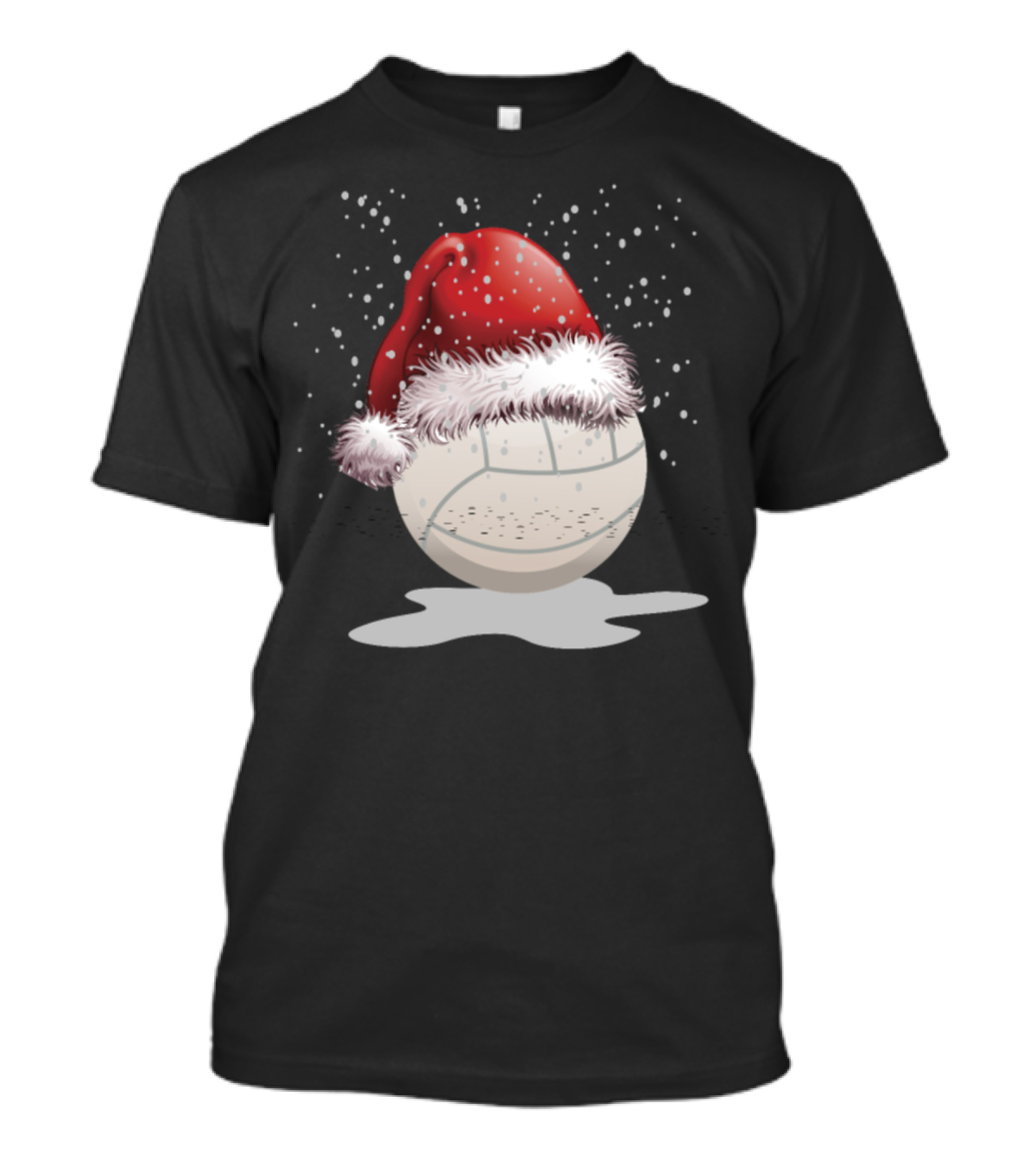 Santa Volleyball Christmas Xmas Hat Holiday Snowflakes T-Shirt