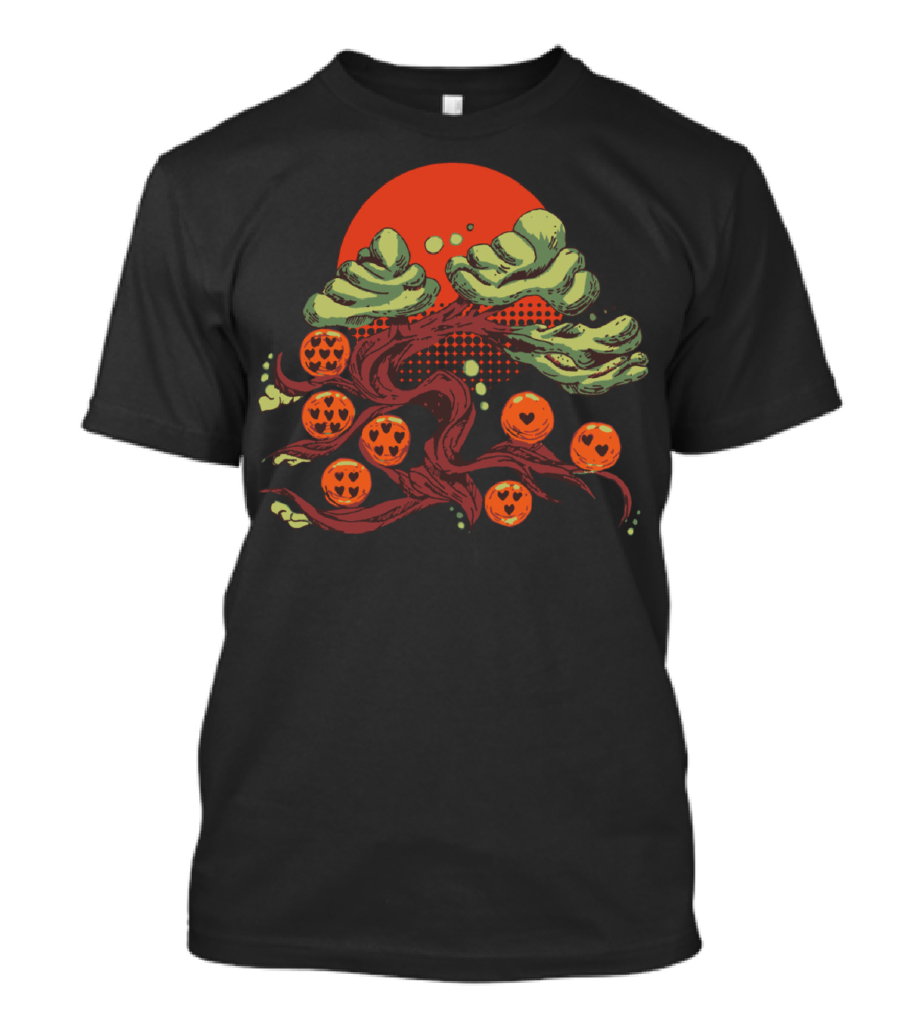 Shenron Dragon Ball Heart Dragon Balls Sunset Tree T-Shirt