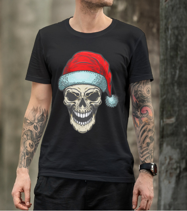 Skull Santa Hat T-Shirt