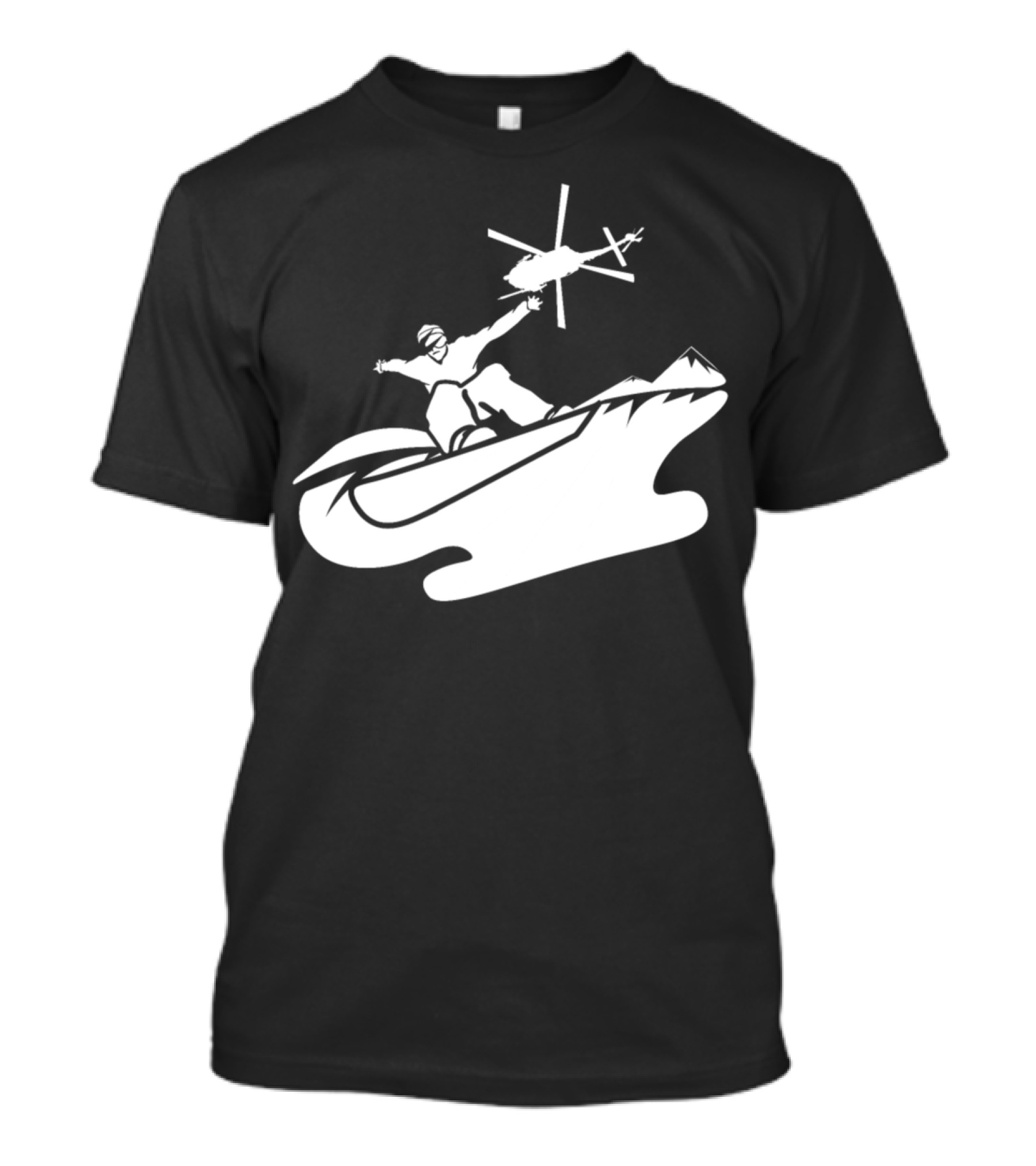 Snowboarder Helicopter Extreme Jump On Mountain Wave T-Shirt