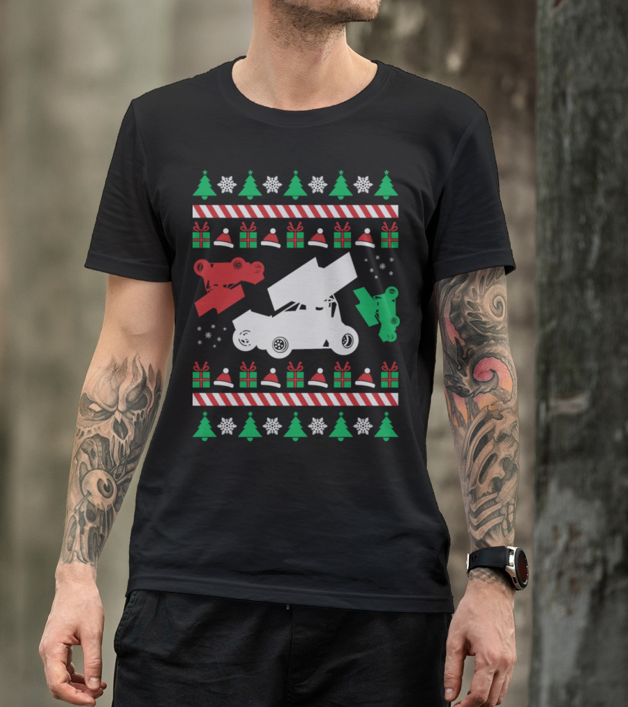 Sprint Car Christmas Ugly T-Shirt