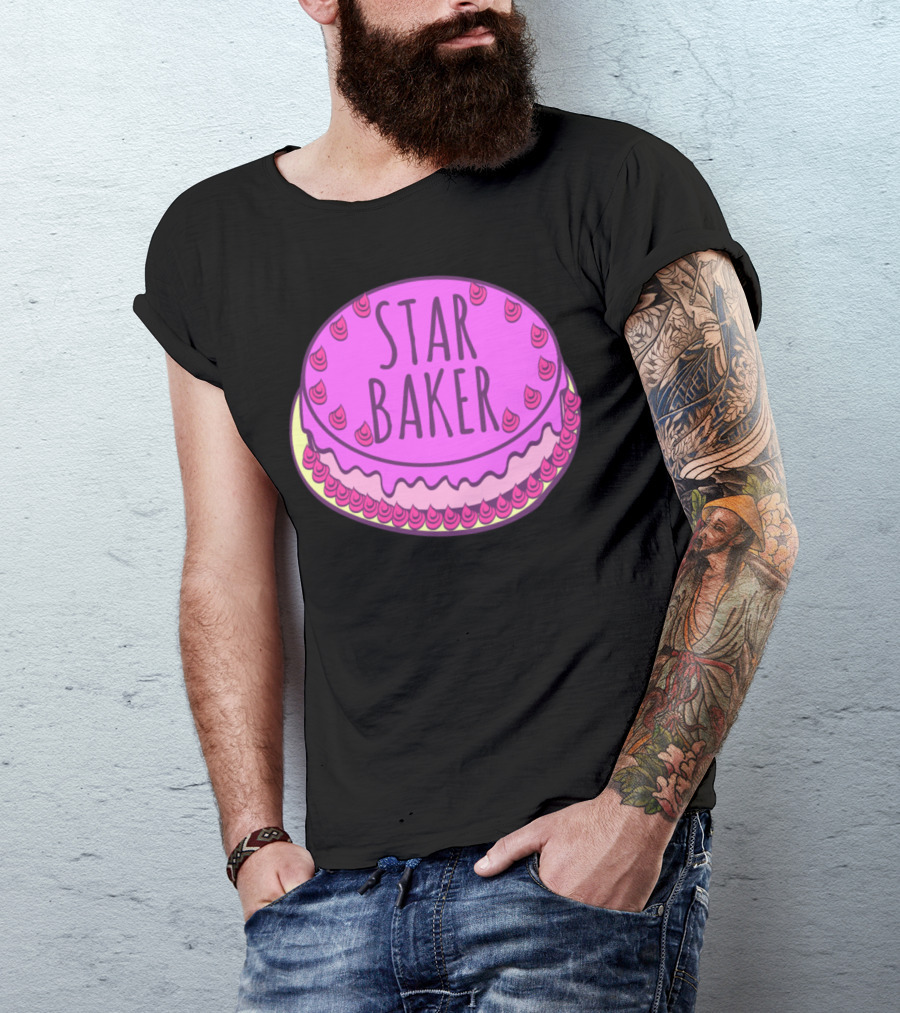 Star Baker Pink Cake Design For Baking Enthusiasts T-Shirt