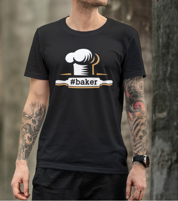 Trending #Baker Funny Hashtag Chef Hat And Rolling Pin T-Shirt